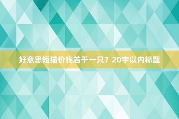 好意思短猫价钱若干一只？20字以内标题